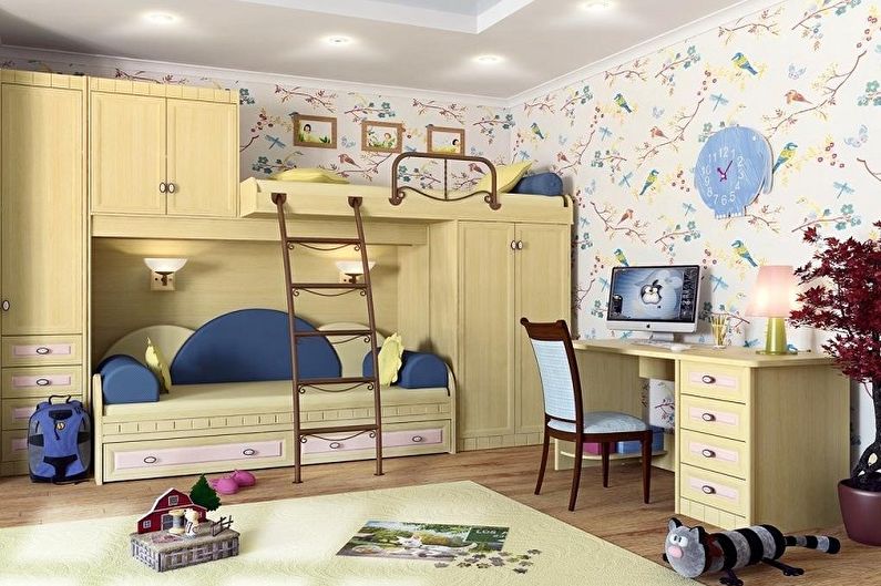 Thiết kế nội thất phòng trẻ em cho hai bé gái - ảnh