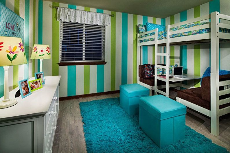 Diseño interior de una habitación infantil para dos niñas - foto