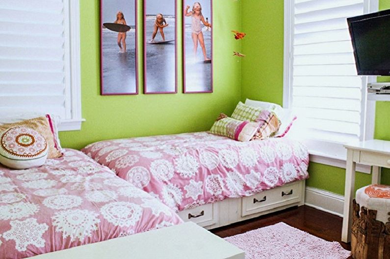 Interior design of a children's room for two girls - photo