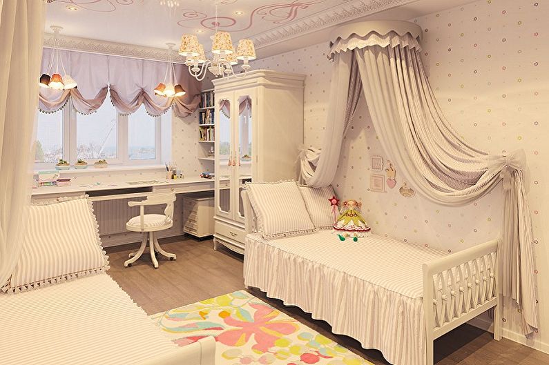 Návrh interiéru detskej izby pre dve dievčatá - foto