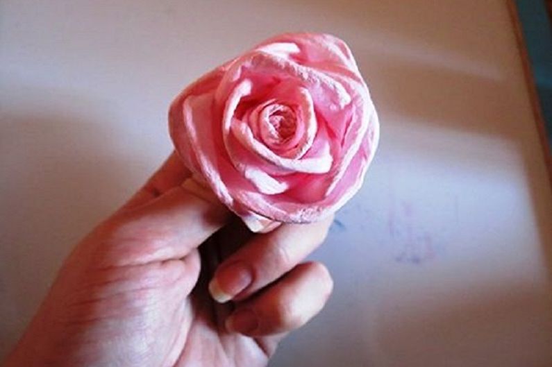 DIY λουλούδια πετσετών - Λεπτό ροζ λουλούδι