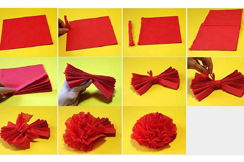 Mga bulaklak na Do-it-yourself mula sa mga napkin - Carnations