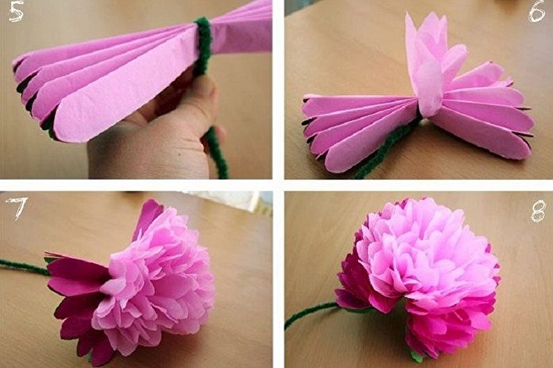 ดอกไม้ DIY จากผ้าเช็ดปาก - ดอกโบตั๋น