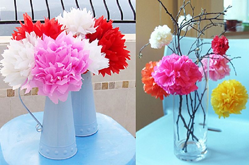 ดอกไม้ DIY จากผ้าเช็ดปาก - ภาพถ่าย