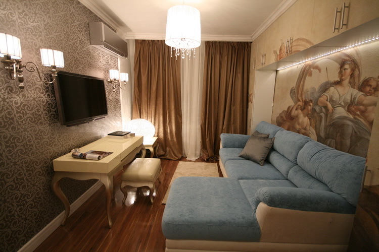 Diseña una pequeña sala de estar en un estilo clásico