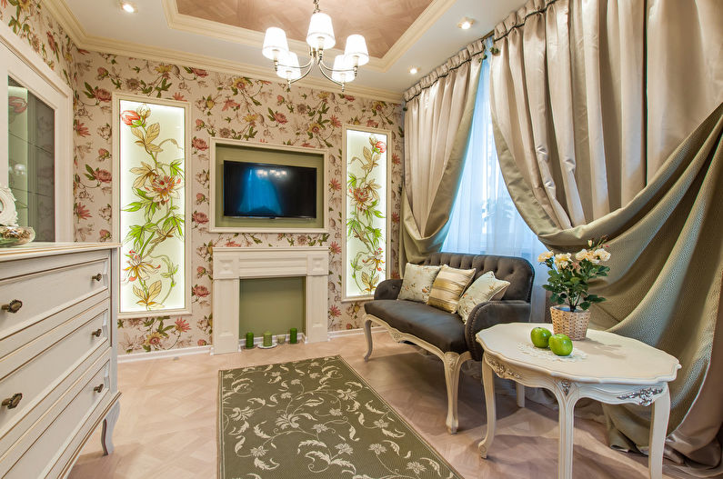 Návrh malého obývacího pokoje ve stylu provence