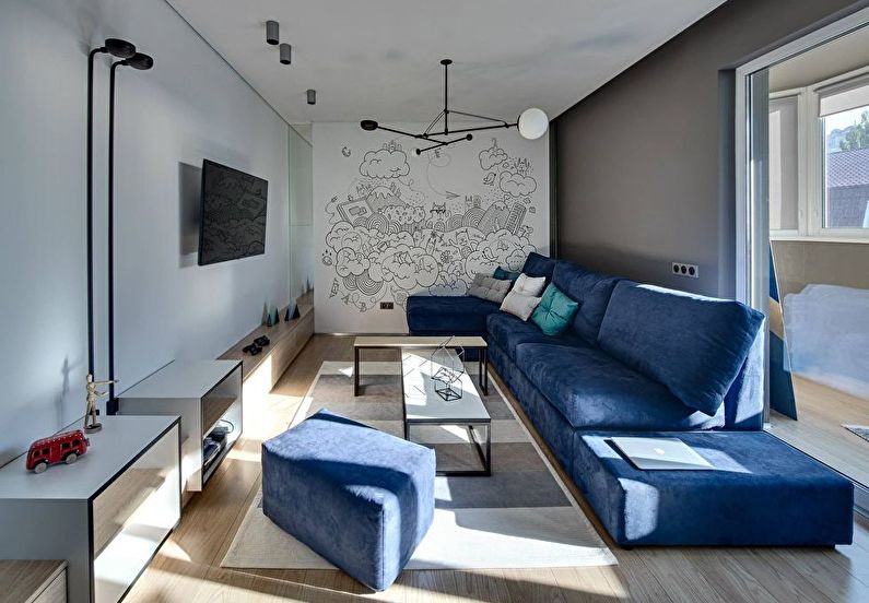 Kicsi nappali kialakítása a minimalizmus stílusában