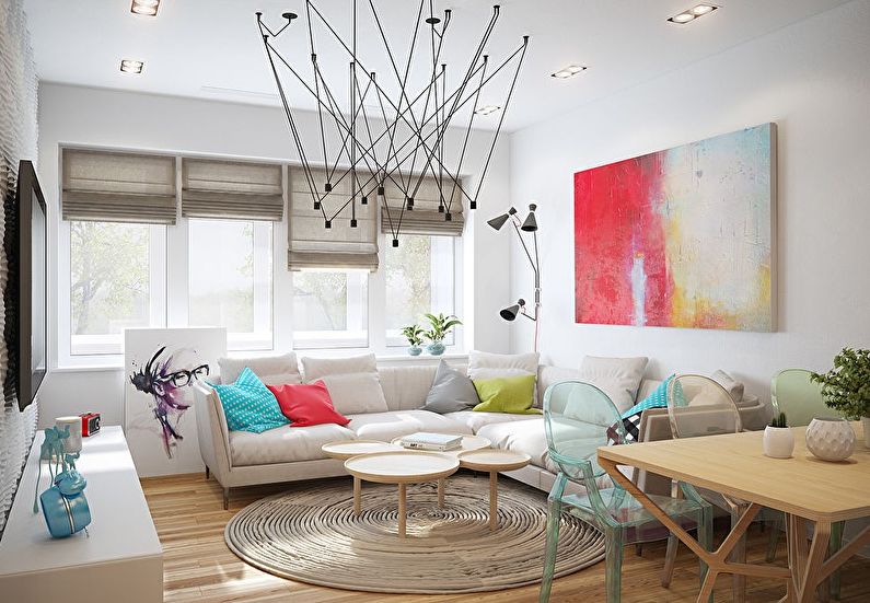 Noformējiet nelielu skandināvu stila dzīvojamo istabu