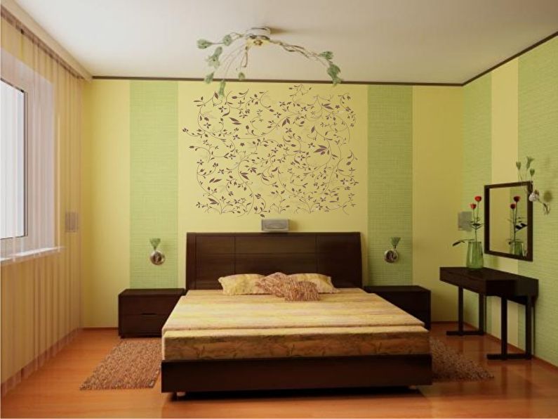 A hálószoba tapéta függőleges kombinációja
