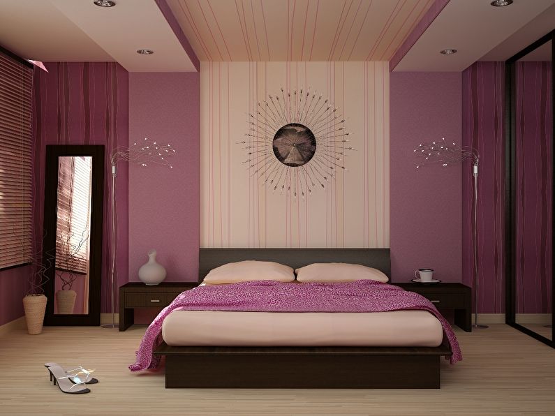 Combinație verticală de tapet în dormitor