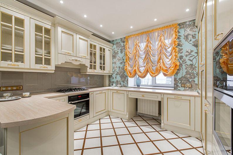Klasiskā stila virtuves dizains - virtuves komplekts