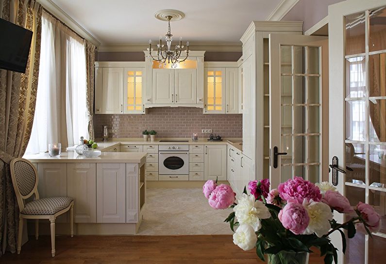 Bright kitchens in classic style