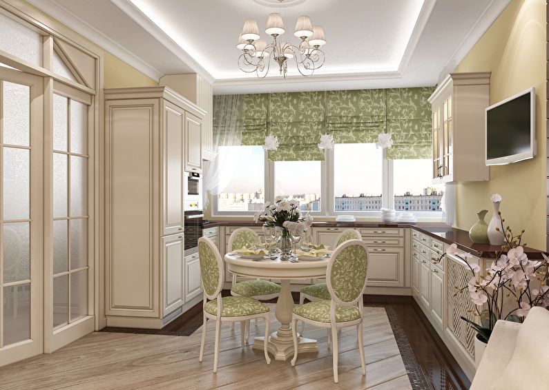 Bright kitchens in classic style