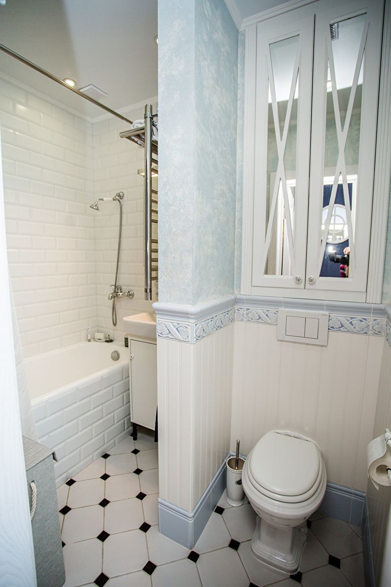 A fürdőszoba kialakítása Hruscsovban - provence stílusban