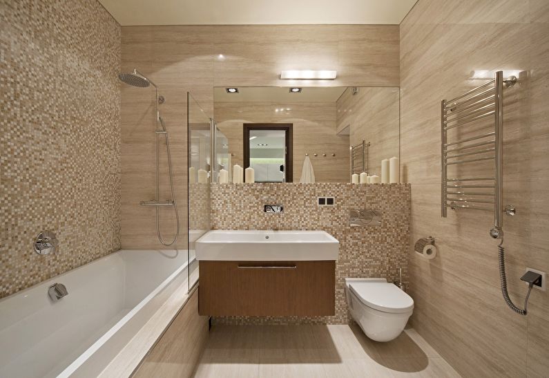 Smilškrāsas vannas istabas dizains Hruščovā