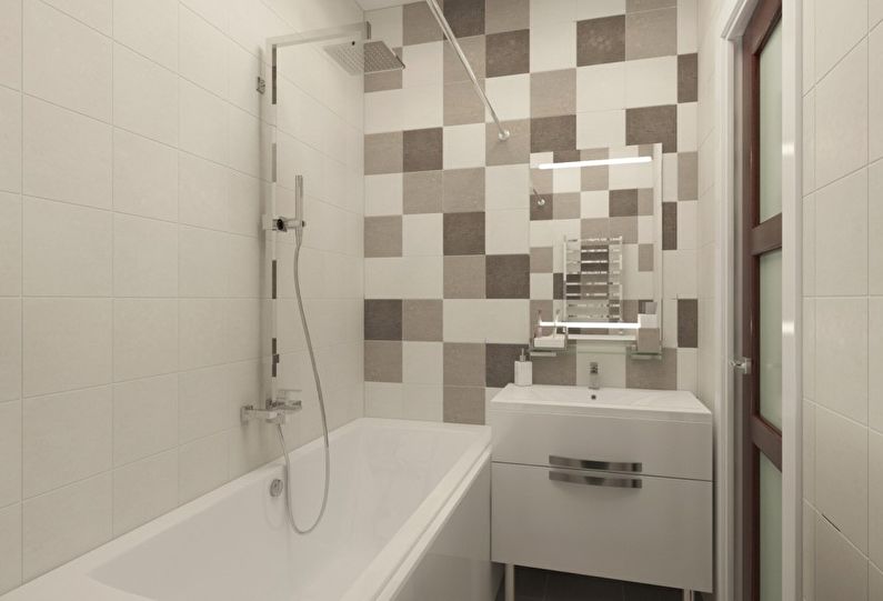 Design de interiores de uma casa de banho em Khrushchev
