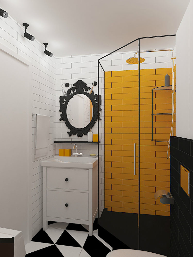 Interior design di un bagno a Krusciov