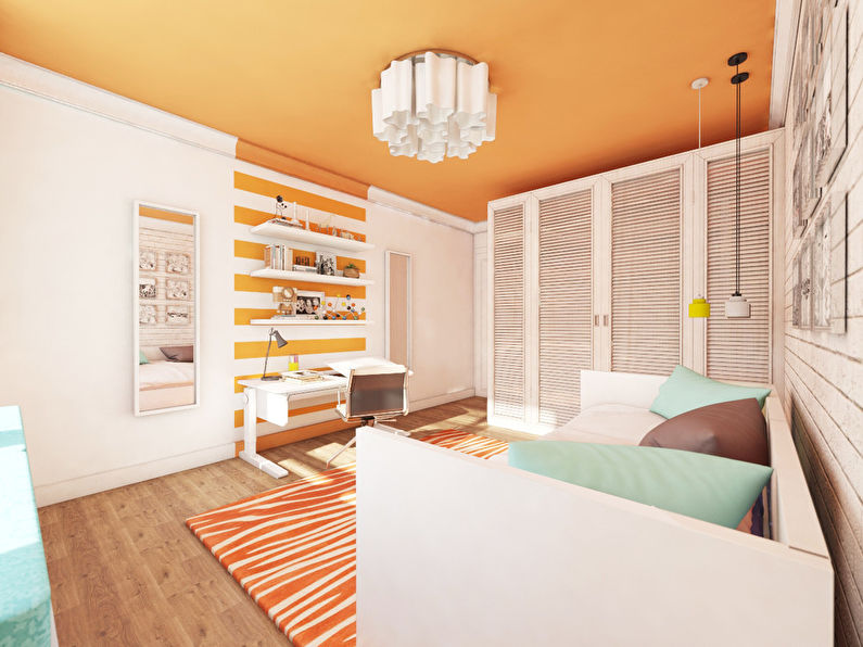 Oranžinis dangus: vaikų kambarys 20 m2 - 3 nuotrauka