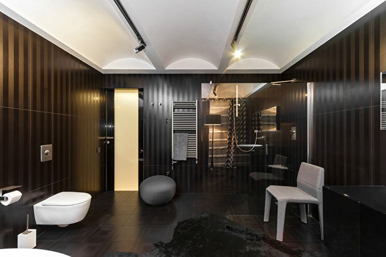 Juodas kambarys: Vonios kambario interjeras - 3 nuotrauka
