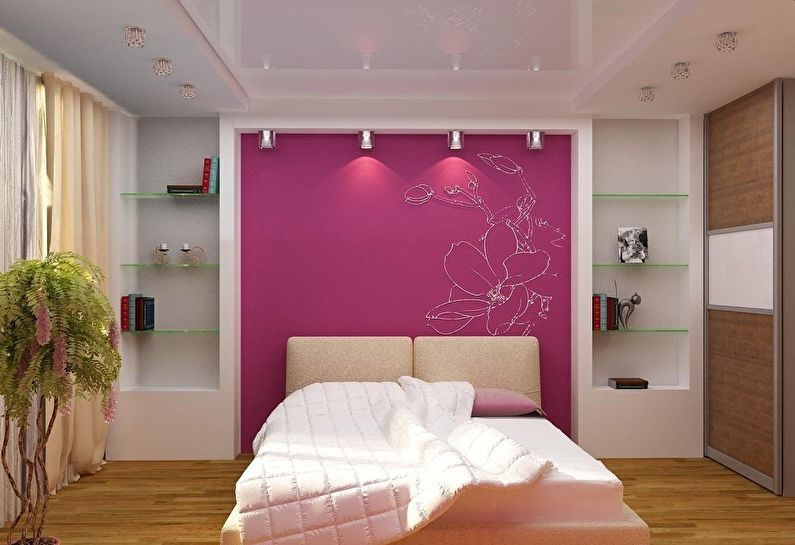 Two-level suspended ceilings in the bedroom