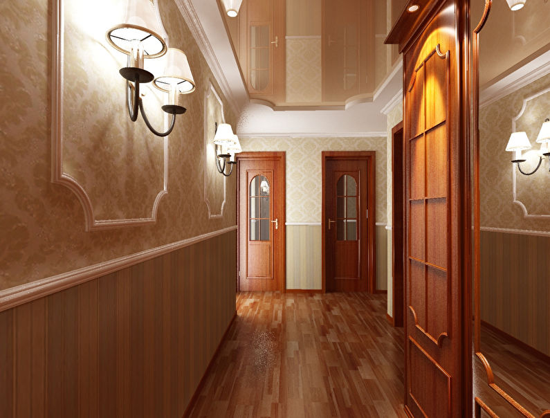 Duplex stretch ceilings in the hallway and hallway