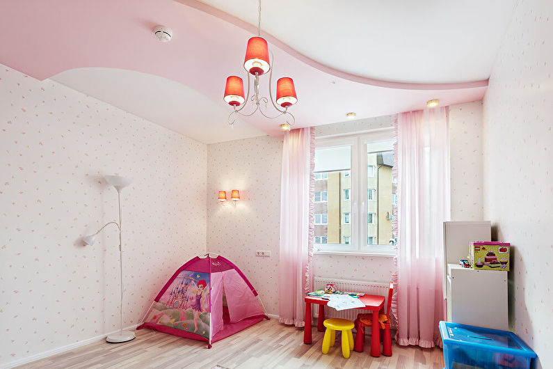 Двустепенни опънати тавани в детската стая