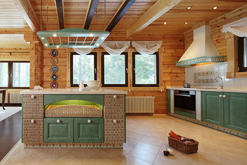 Virtuvės dizainas mediniame name - 2 nuotrauka