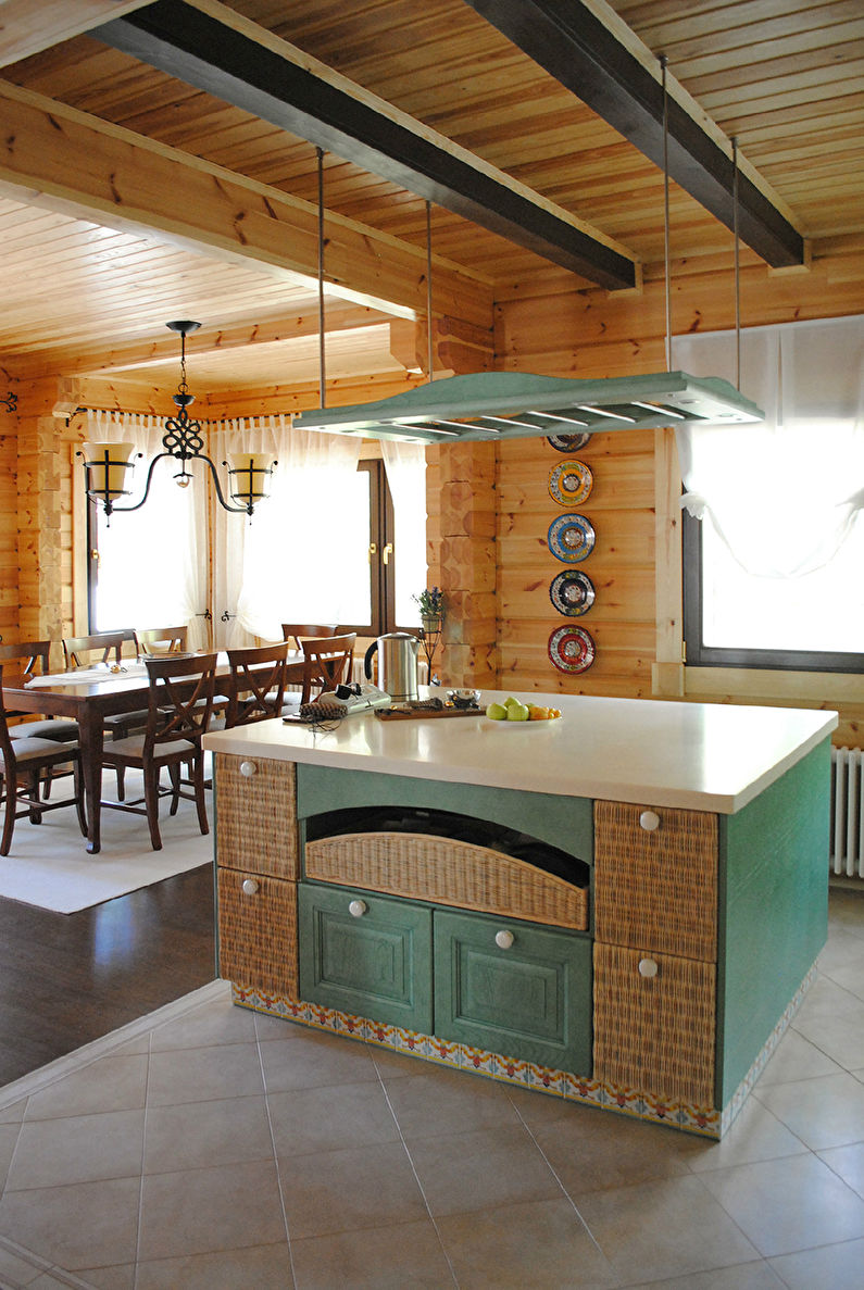 Σχεδιασμός κουζίνας σε ένα ξύλινο σπίτι - φωτογραφία 3