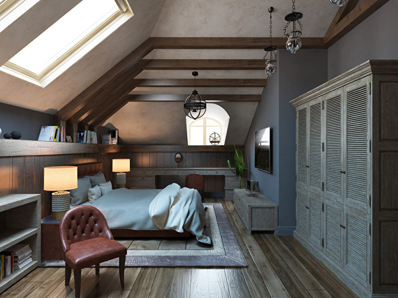 Design af loftet soveværelse - foto 1