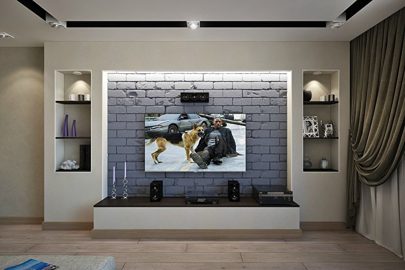 Sádrokartonové TV Niche v obývacím pokoji