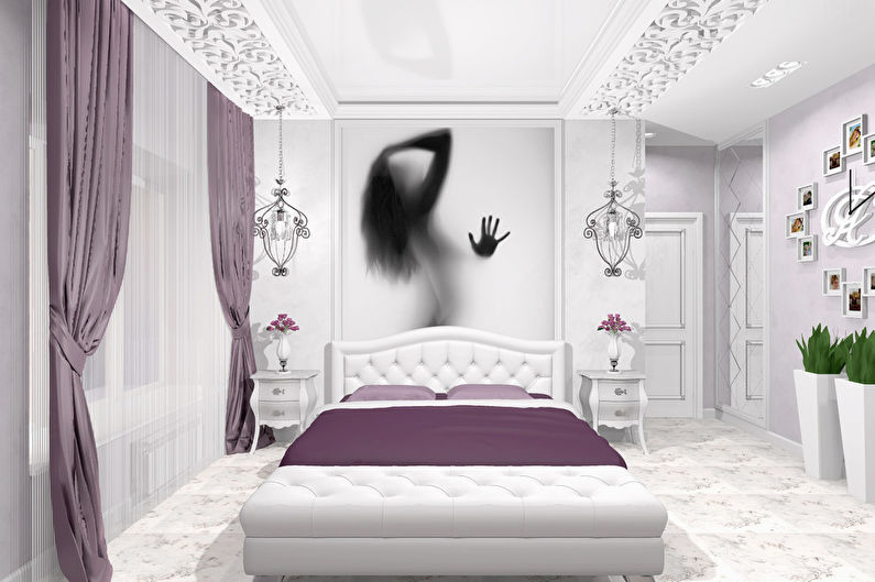 Meilės istorija: baltas ir violetinis miegamasis