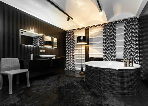 Fekete szoba: fürdőszoba belső tere