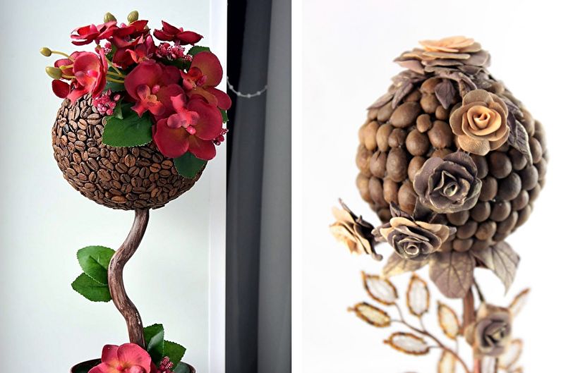 Idéias do Topiary do café - árvore com flores