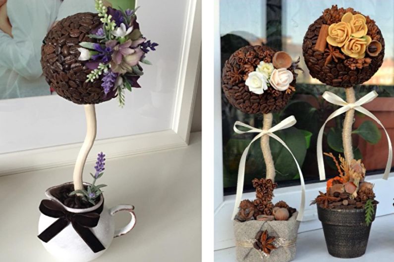 Myšlenky kávy topiary - strom s květinami