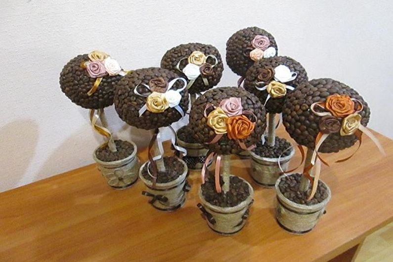 DIY kafijas topiary (kafijas koks) - foto