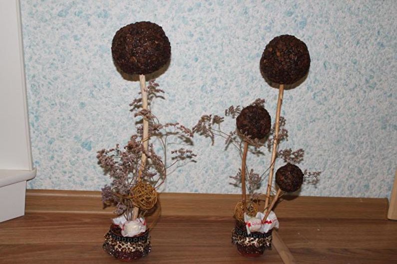 DIY kafijas topiary (kafijas koks) - foto
