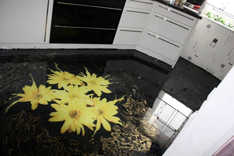 Ömlesztett 3D padló a konyhában