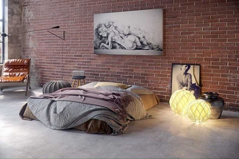 Loft stil soveværelse interiørdesign - foto