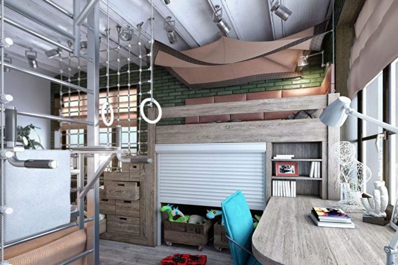 Loft szoba belsőépítészet loft stílusban - fénykép