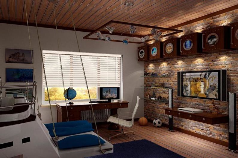 Design de interiores de um quarto infantil no estilo loft - foto