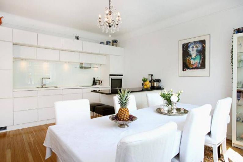 White kitchen-dining room - ออกแบบตกแต่งภายใน