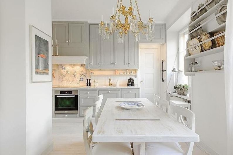 Nhà bếp-phòng ăn màu trắng - Thiết kế nội thất
