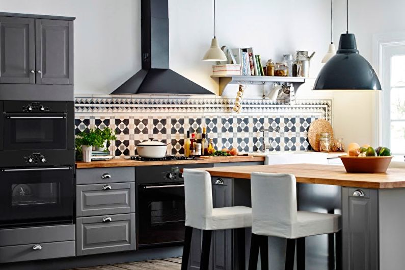 Phòng ăn nhà bếp màu xám - Thiết kế nội thất