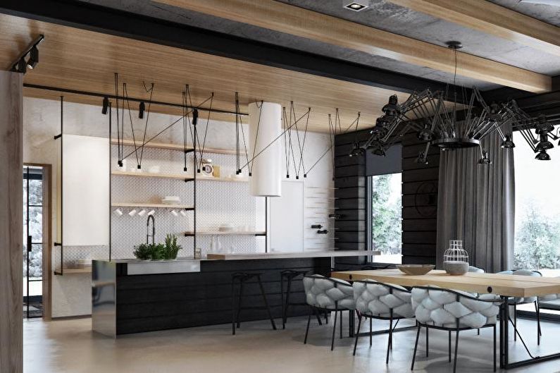 غرفة المطبخ - الطعام بأسلوب حديث - التصميم الداخلي