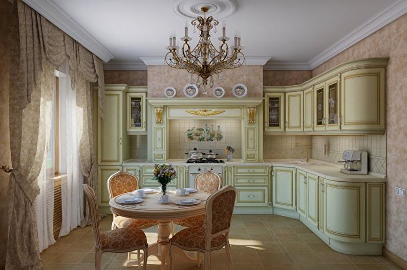 Køkken-spisestue i klassisk stil - Interiørdesign