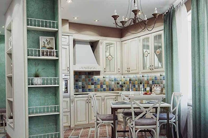 غرفة المطبخ والطعام بأسلوب بروفانس - التصميم الداخلي