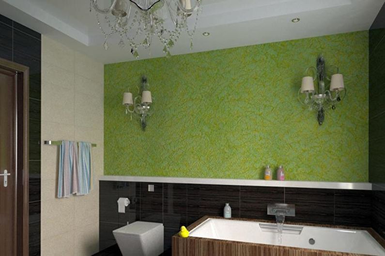 Kombinuotas vonios kambario dizainas - sienų dekoravimas