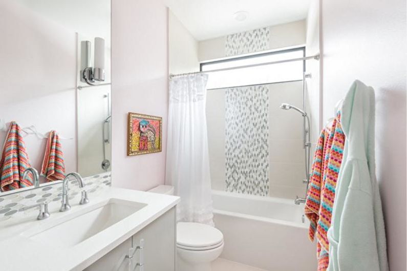 Kombinált fürdőszoba belsőépítészete - fénykép