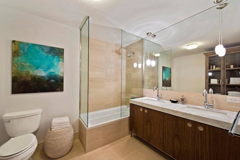 Dizajn interijera kombinirane kupaonice - fotografija
