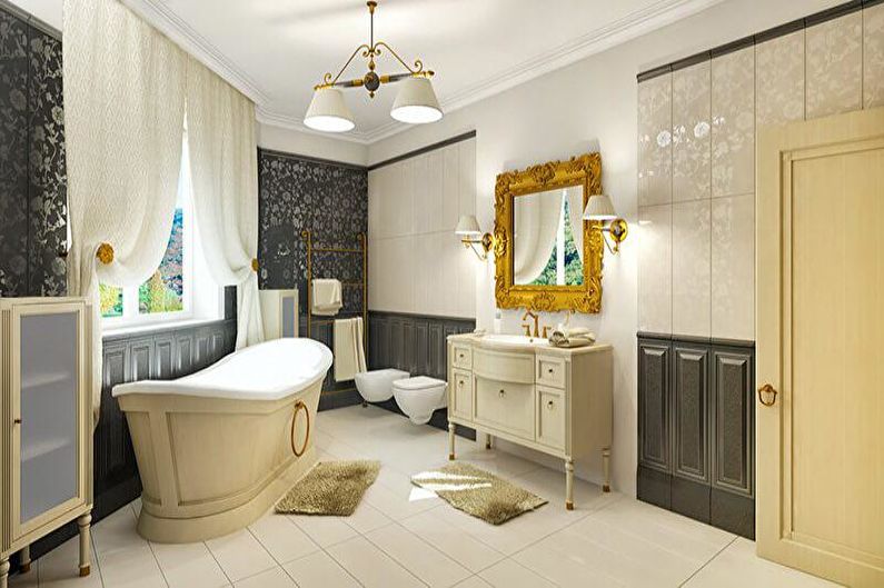 Interiørdesign i et kombineret badeværelse - foto